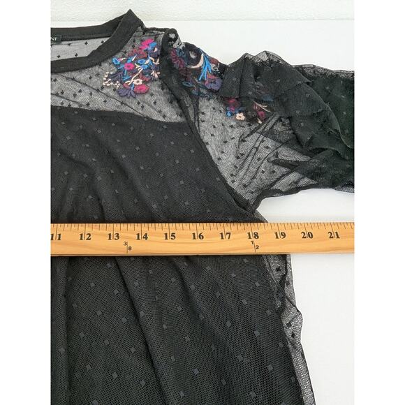 Lane Bryant‎ Womens Black Mesh Embroidered Witchy Wimsygoth Boho Top Size 14/16 - Picture 9 of 10